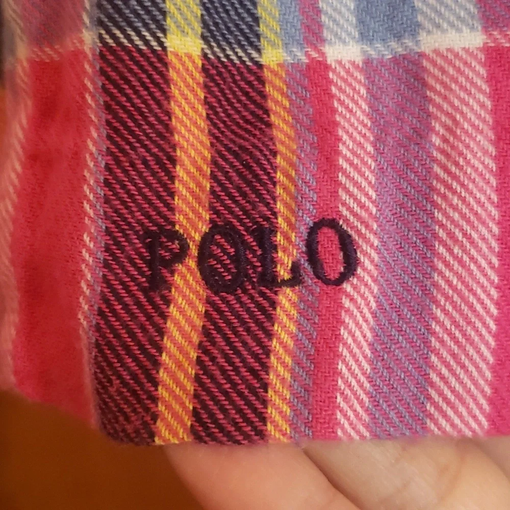 Ralph Lauren Pink plaid flannel dress with ribbon tie